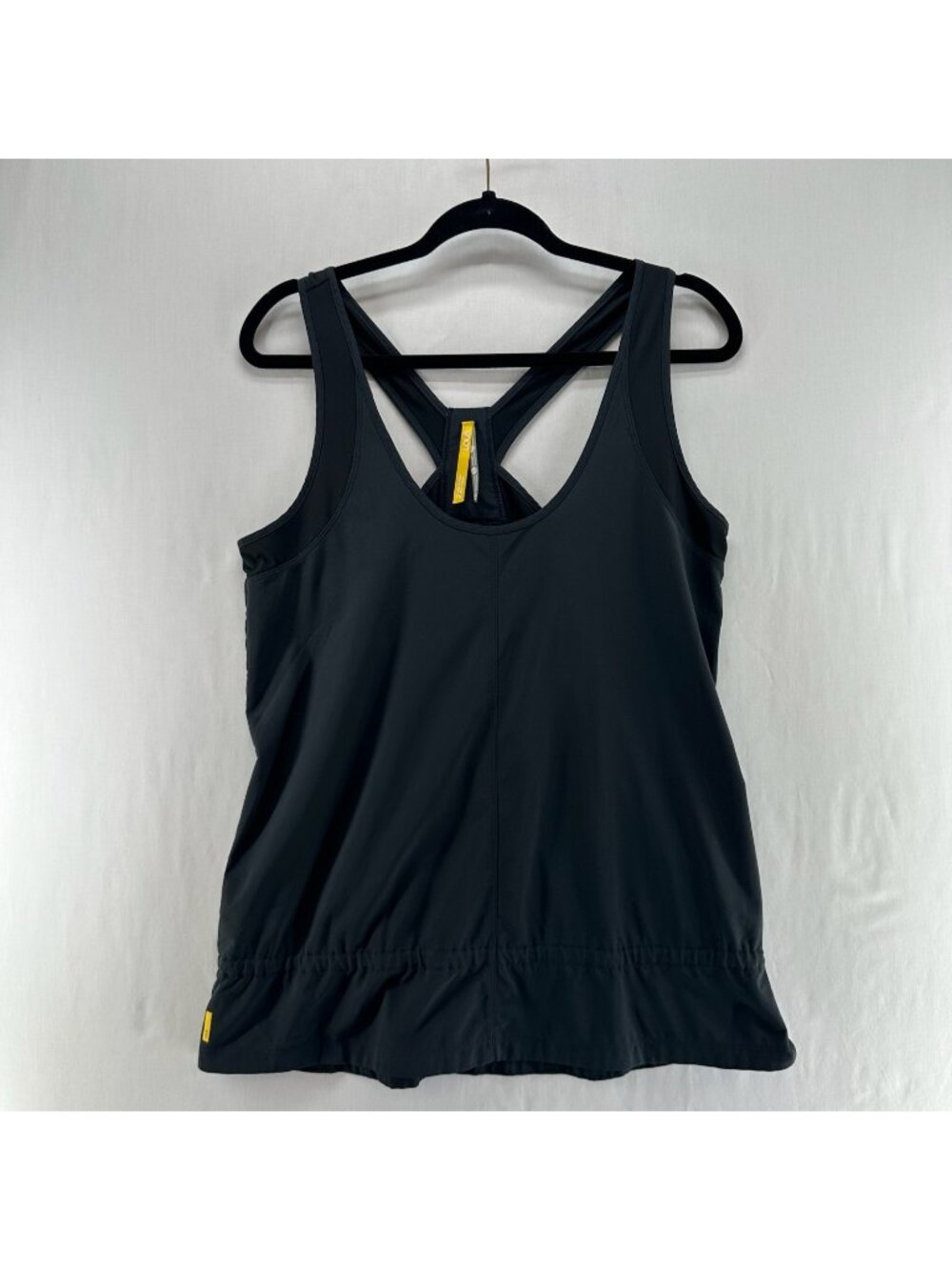 Lole Strappy Yoga Tank Top Size M Built In Bra Ruched Hem Athletic Stretch Black